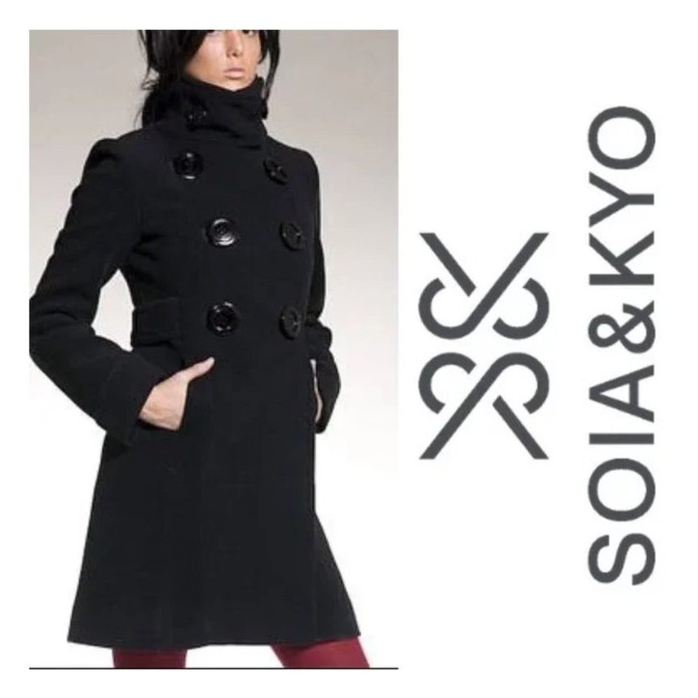 Soia & Kyo Merino Wool Coat Black size Large made in Canada